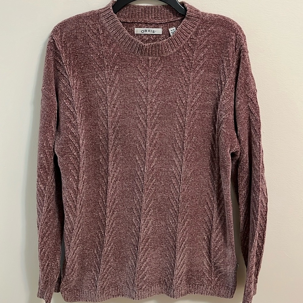 Orvis sweater woman’s medium purple mauve pullover warm comfy cabincore autumn